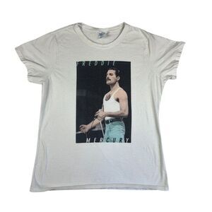 Freddie Mercury Shirt Womens Large Graphic Tee Port & Company Queen Vtg Band Tee